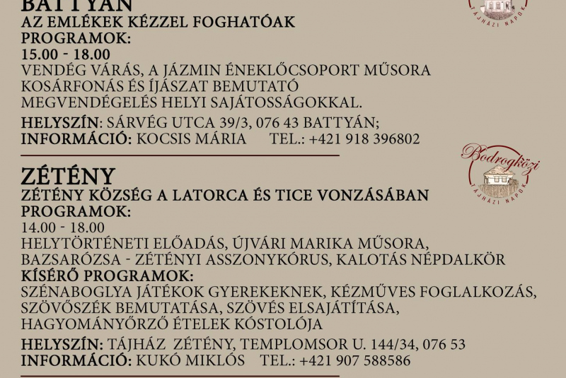 I. Bodrogközi Tájházi Napok